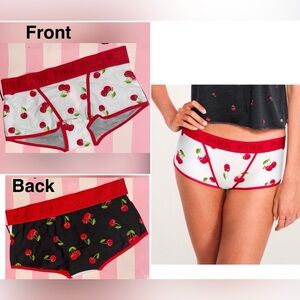 New Victoria’s Secret Pink panties VS PINK logo boyshort panty cherry graphic